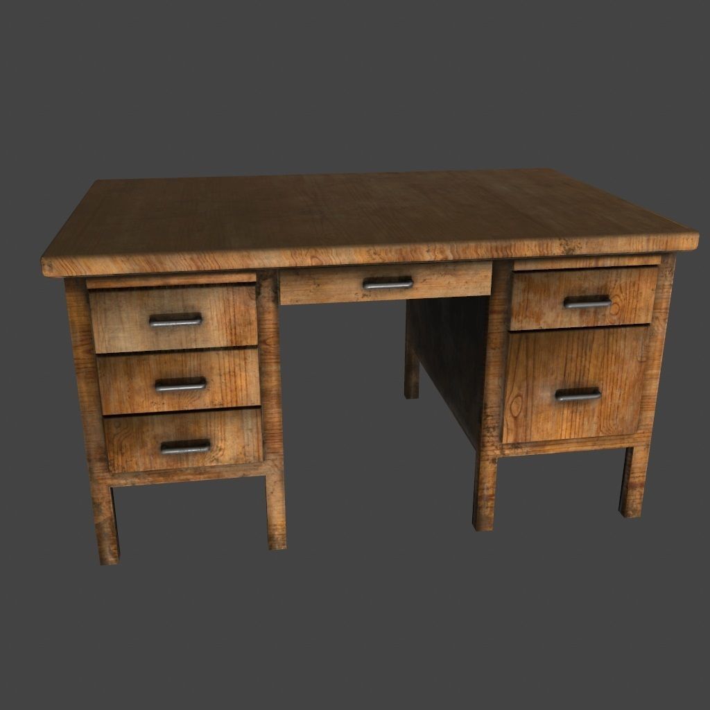 desk 10 Low-poly 3D model_8