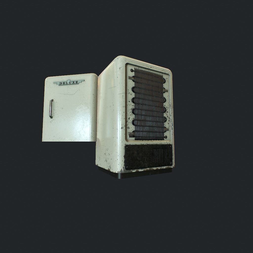 Old Fridge Low-poly 3D model_16