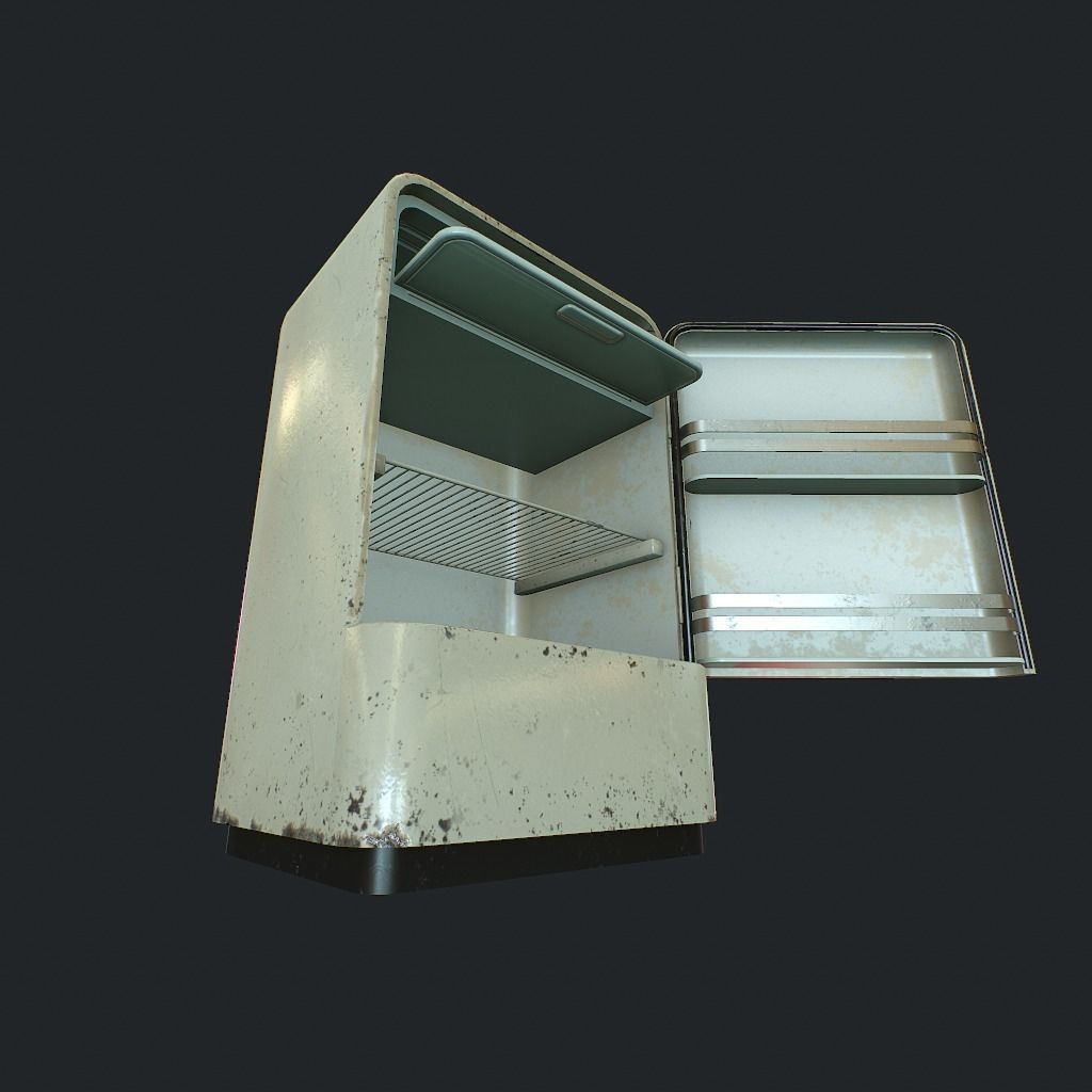 Old Fridge Low-poly 3D model_14