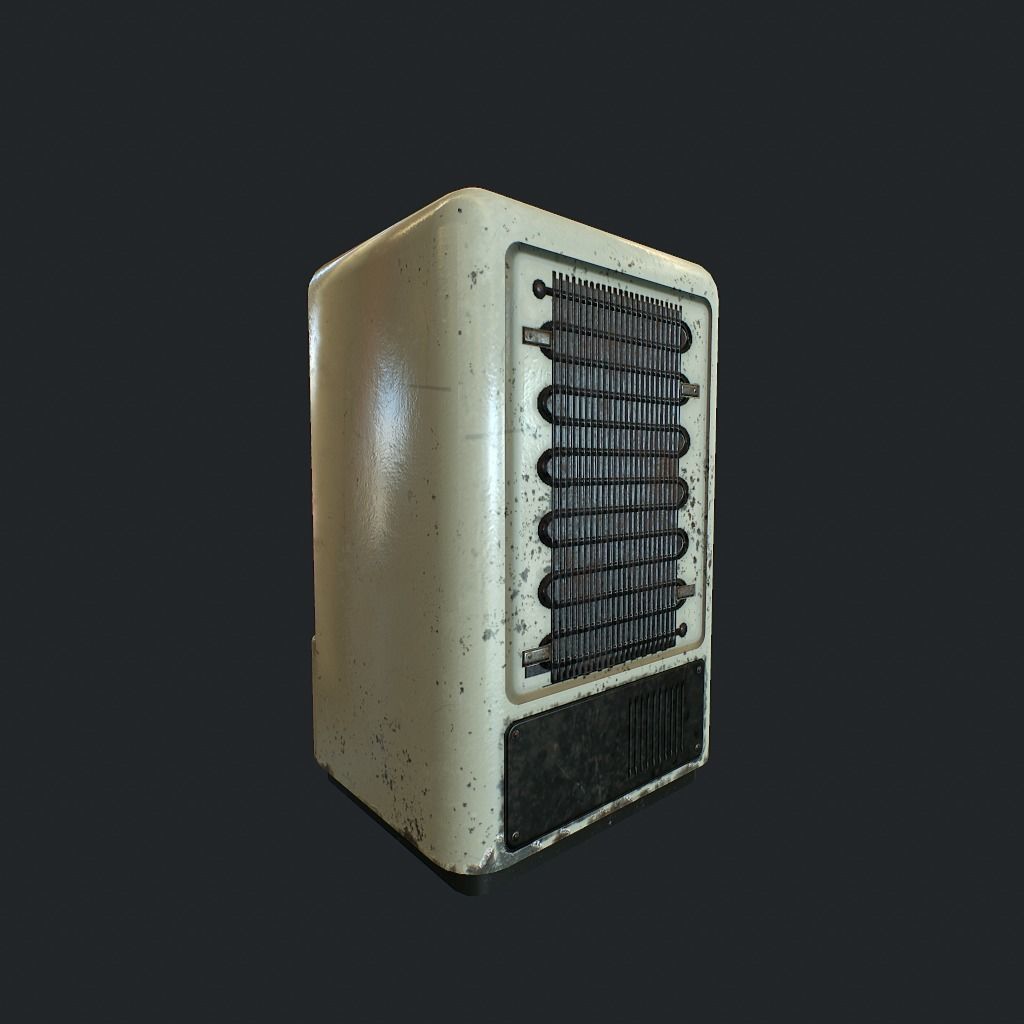 Old Fridge Low-poly 3D model_7