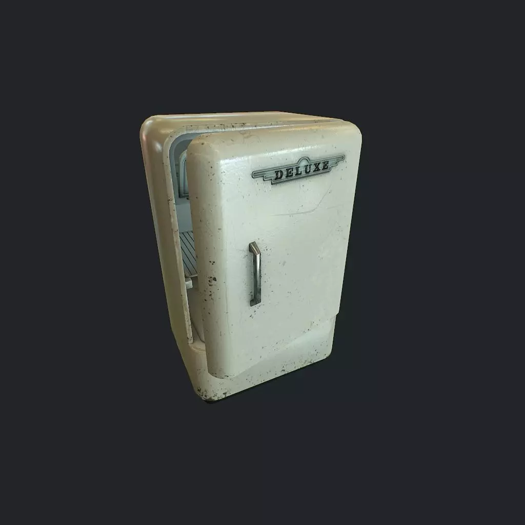 Old Fridge Low-poly 3D model_0