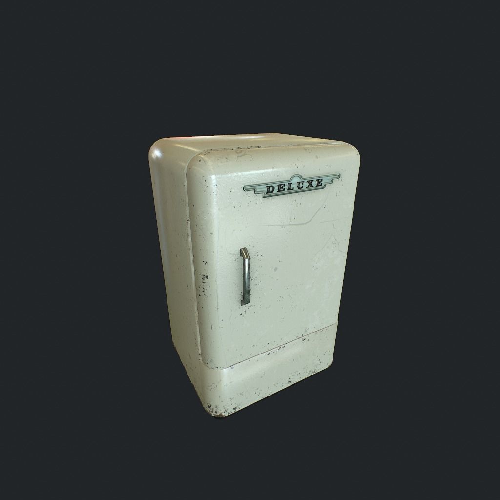 Old Fridge Low-poly 3D model_5