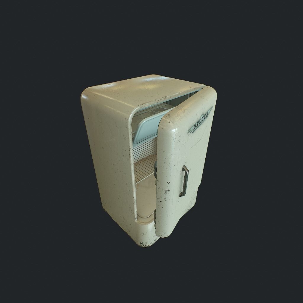 Old Fridge Low-poly 3D model_3