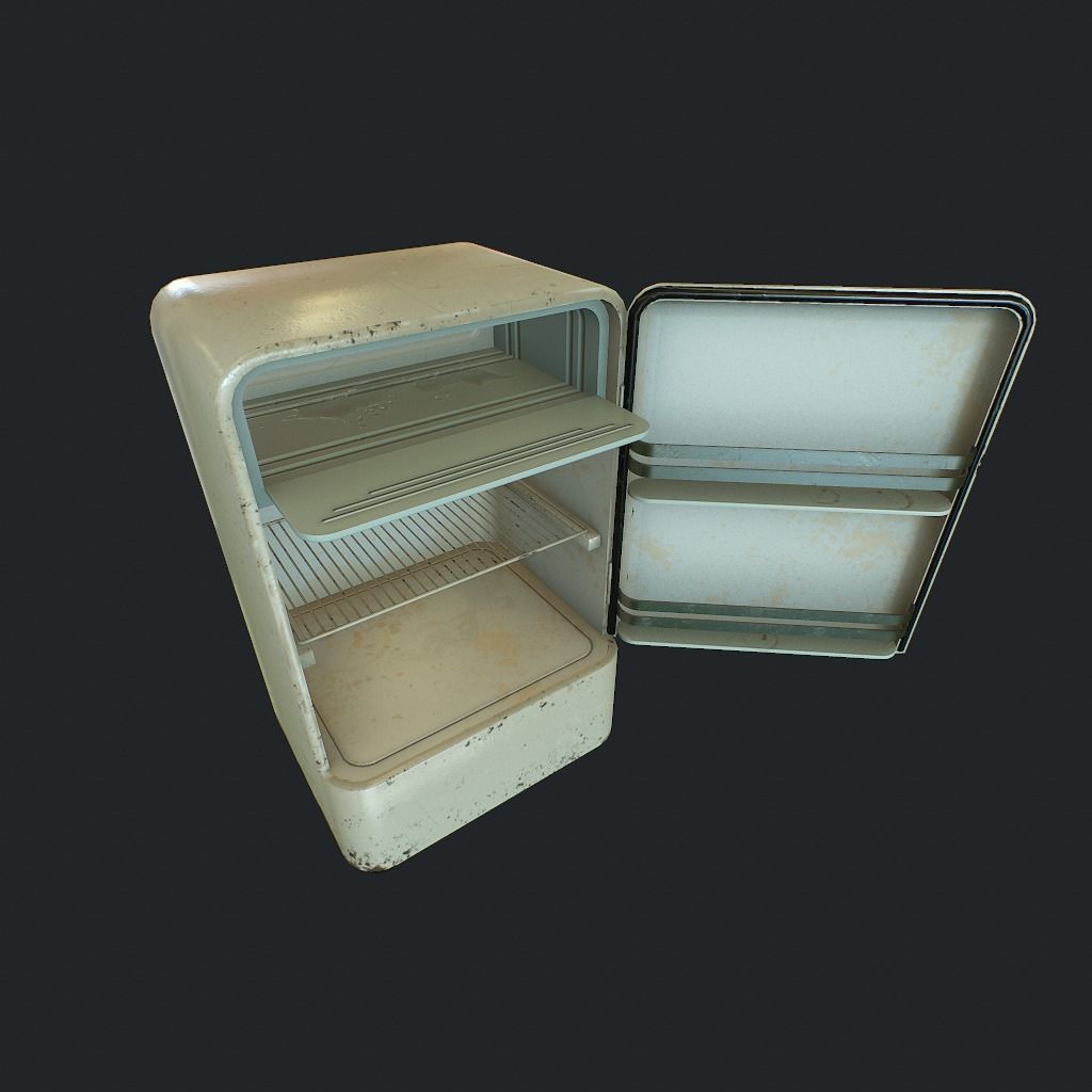 Old Fridge Low-poly 3D model_12