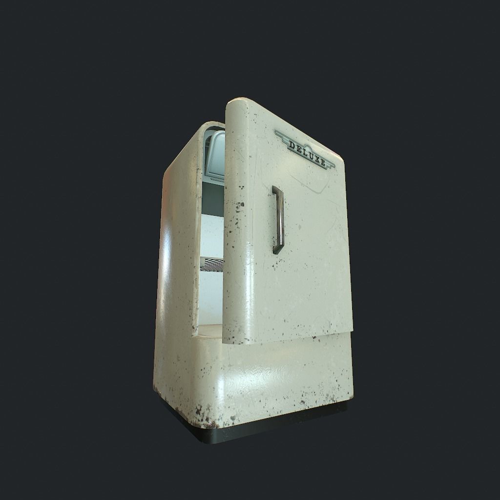 Old Fridge Low-poly 3D model_4