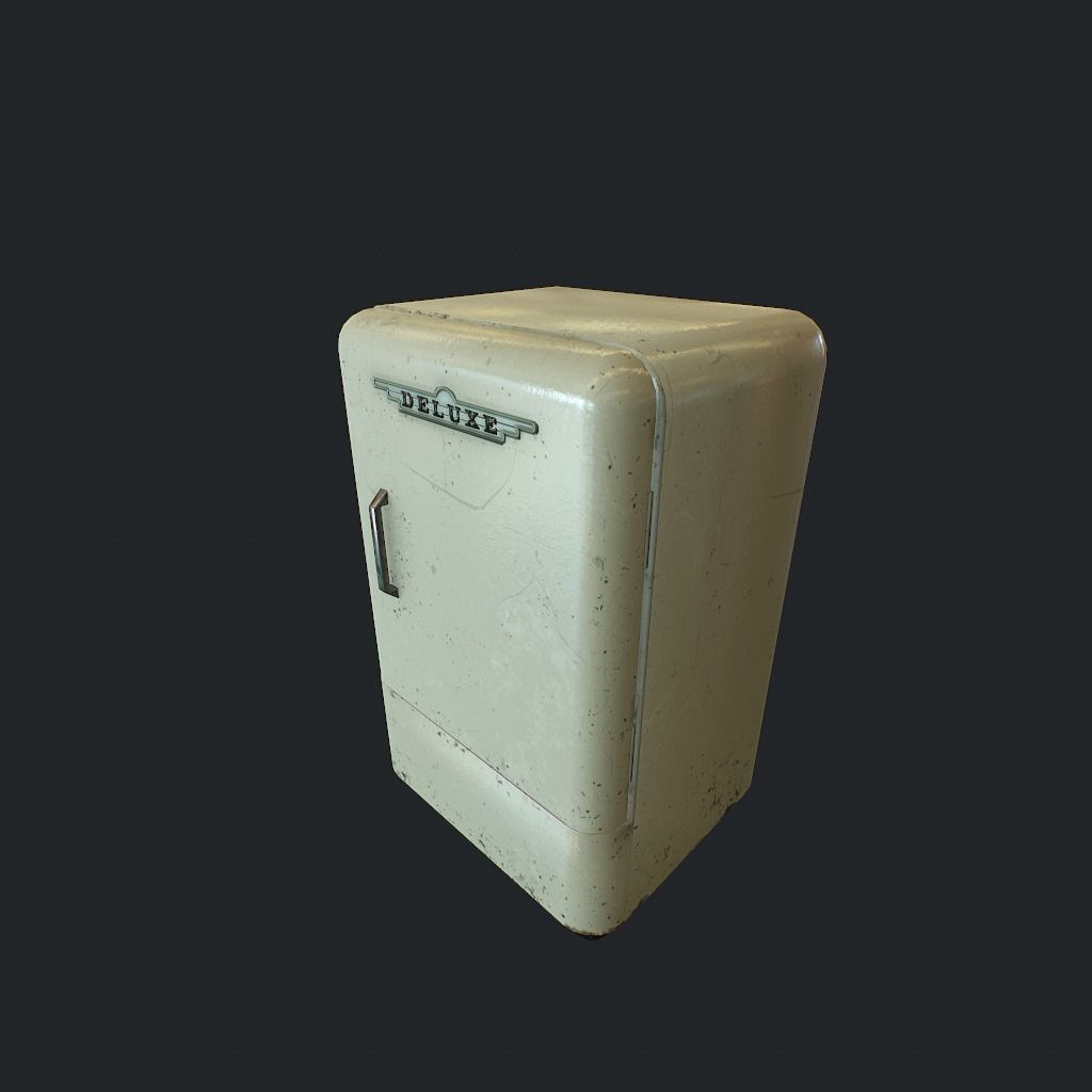 Old Fridge Low-poly 3D model_6