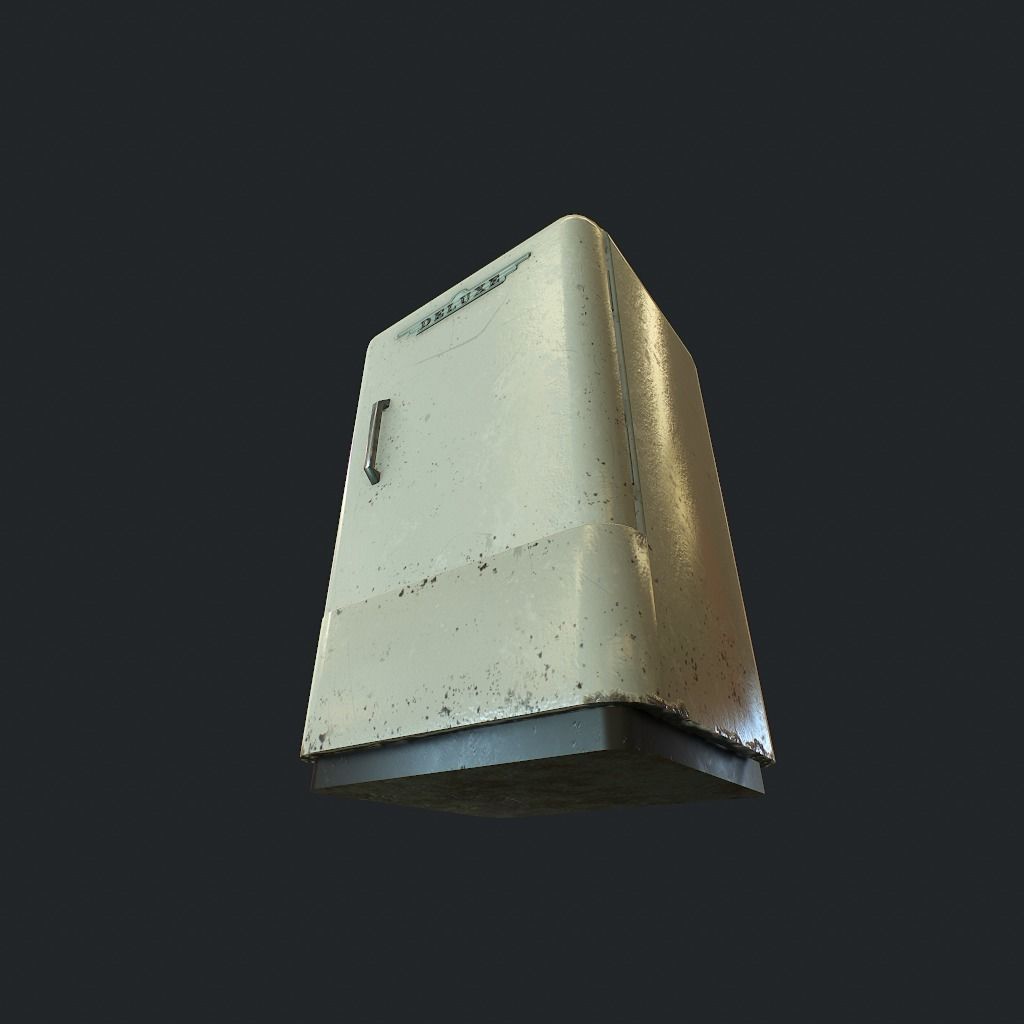 Old Fridge Low-poly 3D model_11