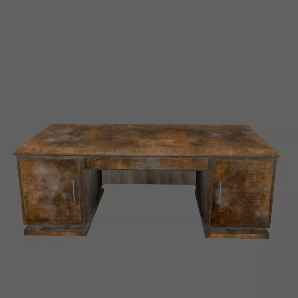 desk 2 wooden Low-poly 3D model_0