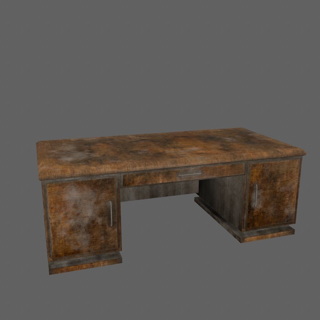 desk 2 wooden Low-poly 3D model_9