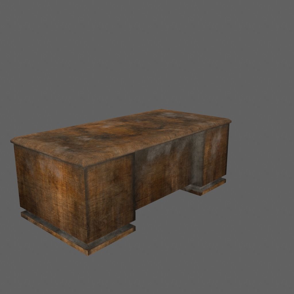 desk 2 wooden Low-poly 3D model_5