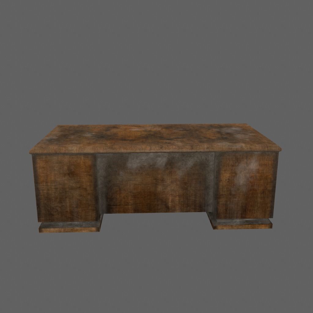 desk 2 wooden Low-poly 3D model_3