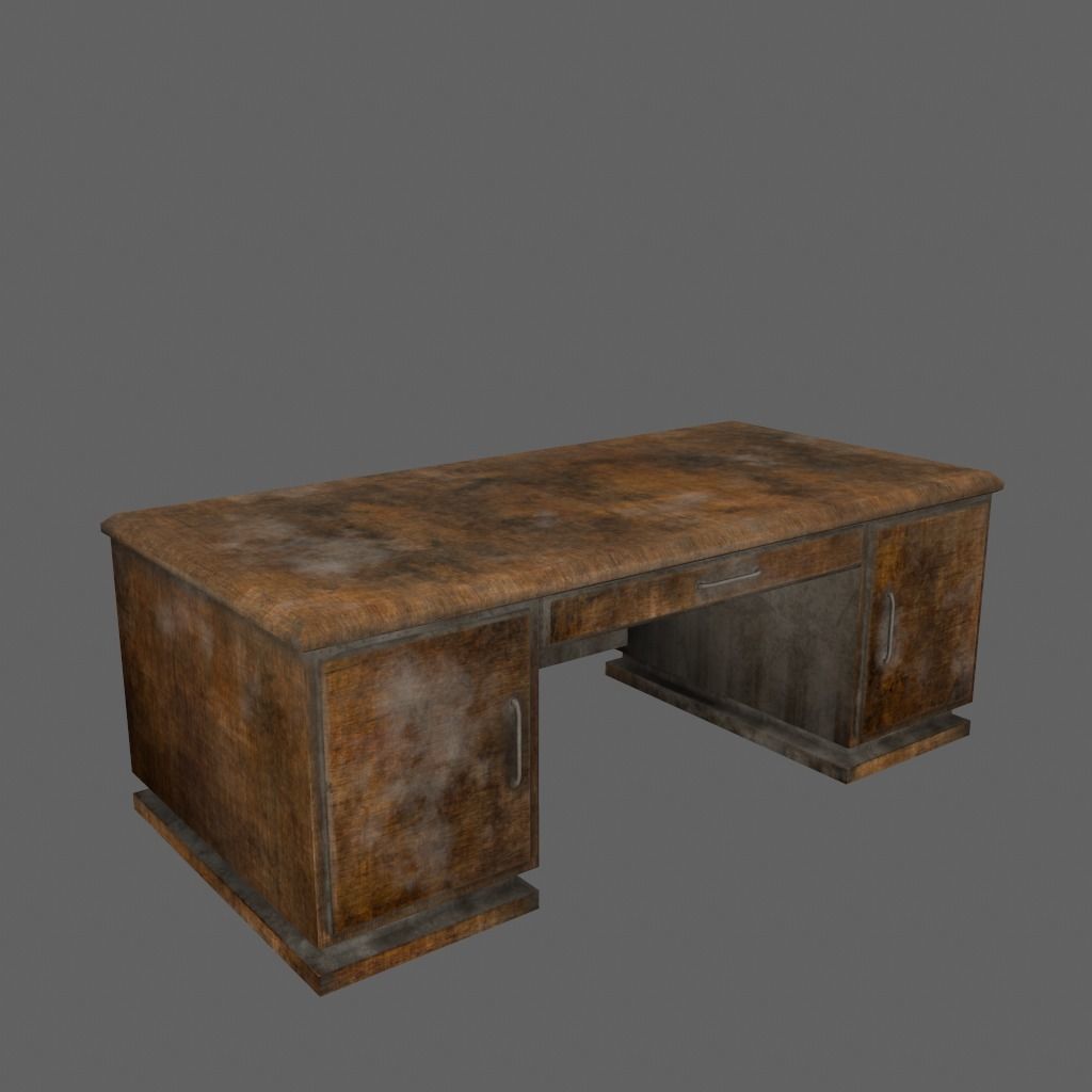 desk 2 wooden Low-poly 3D model_6