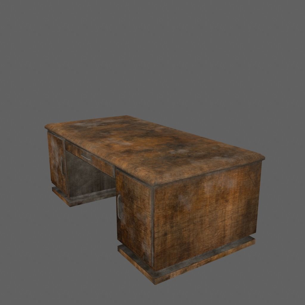 desk 2 wooden Low-poly 3D model_10