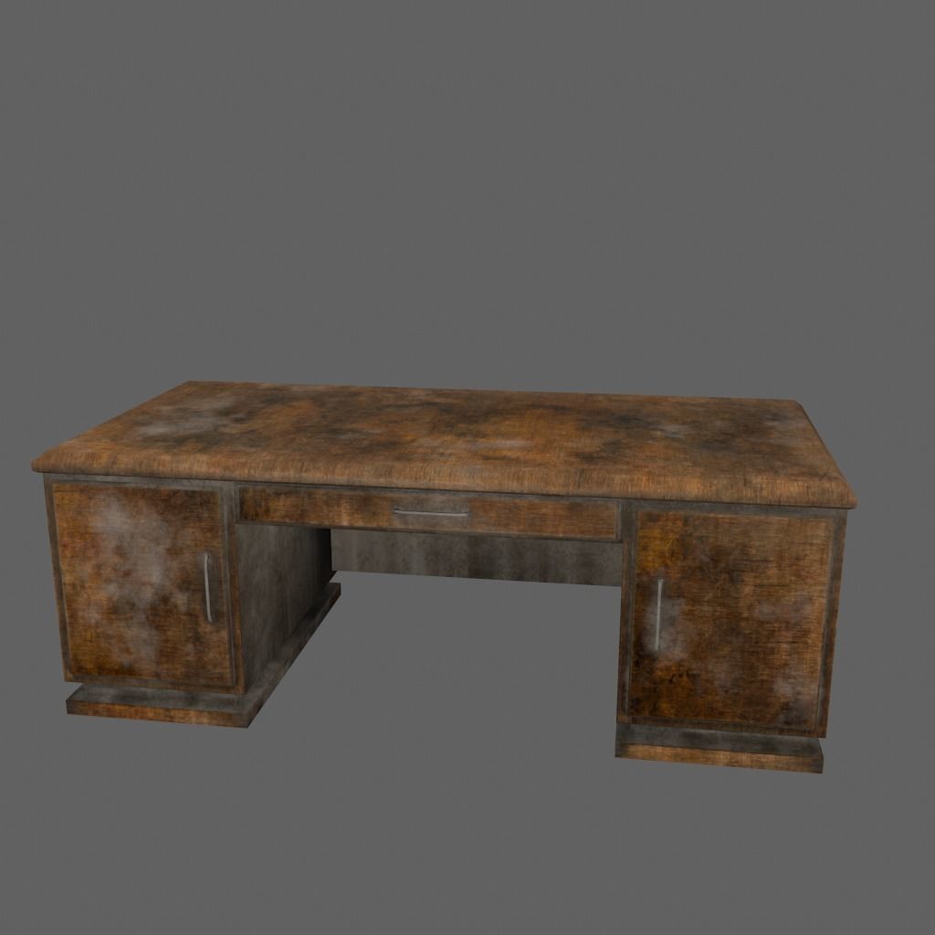 desk 2 wooden Low-poly 3D model_8