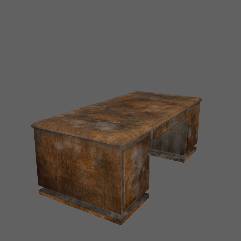 desk 2 wooden Low-poly 3D model_1