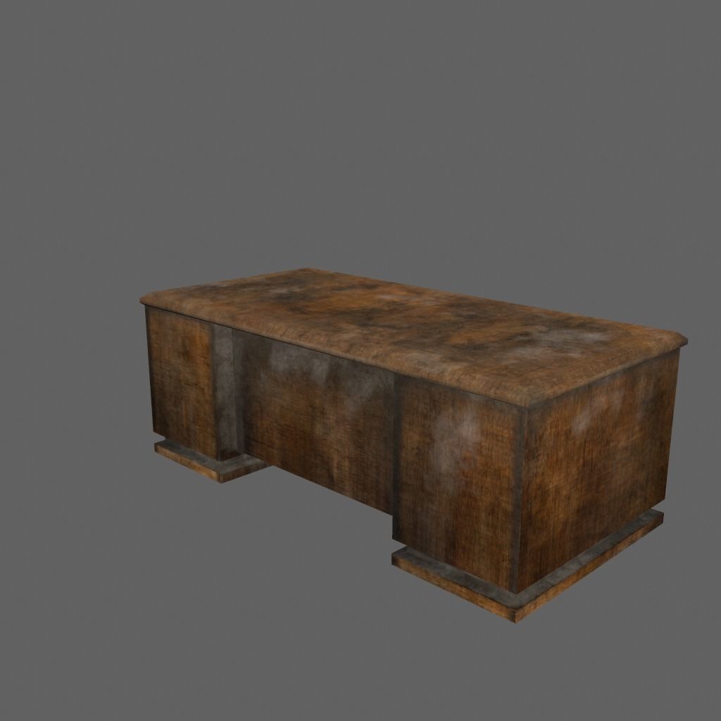 desk 2 wooden Low-poly 3D model_4