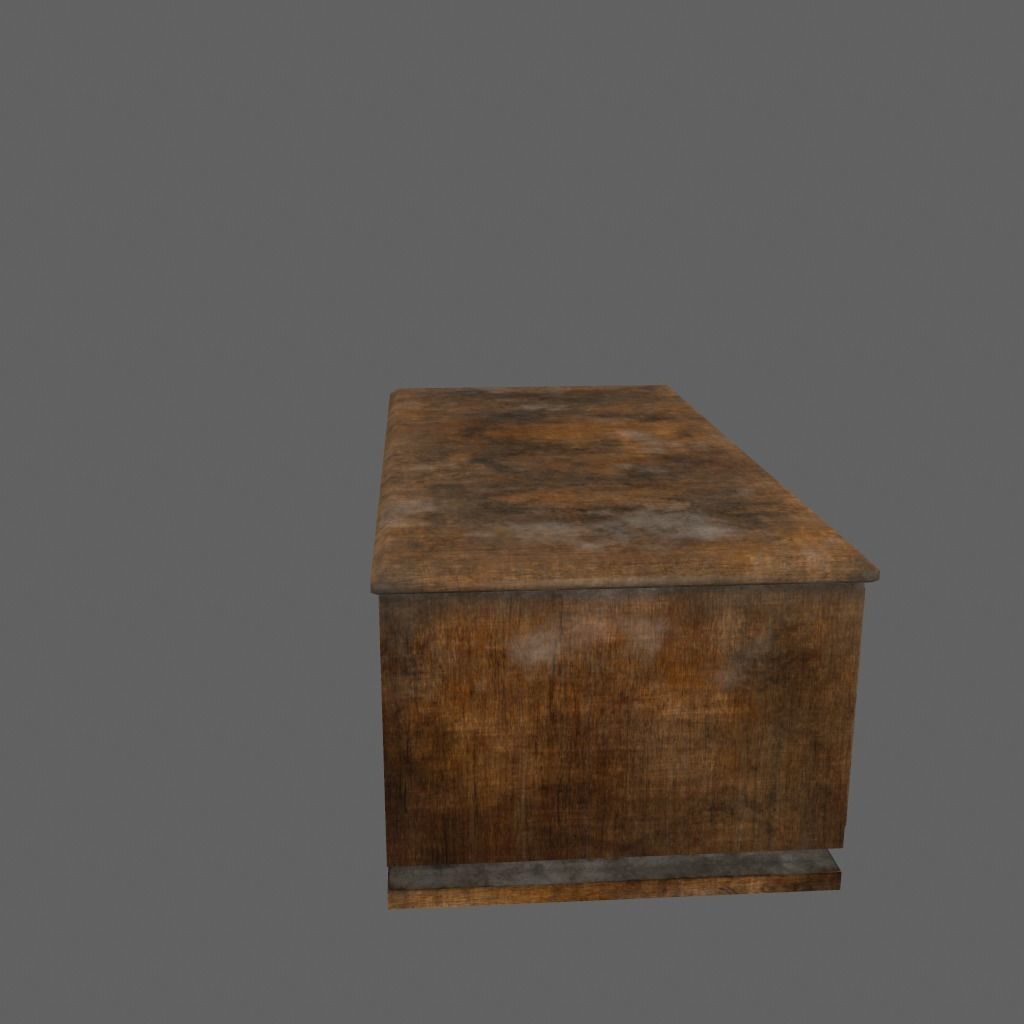 desk 2 wooden Low-poly 3D model_2