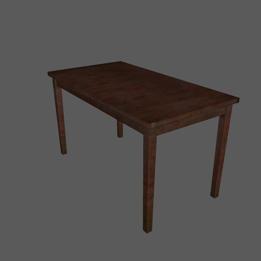 table 2 wooden Low-poly 3D model_2