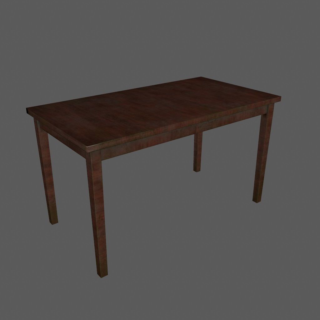 table 2 wooden Low-poly 3D model_5