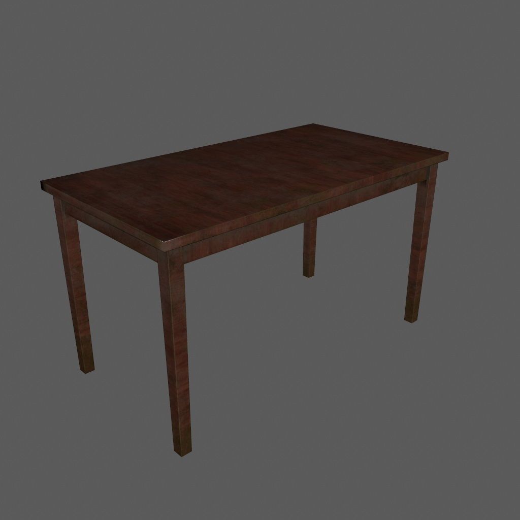 table 2 wooden Low-poly 3D model_3