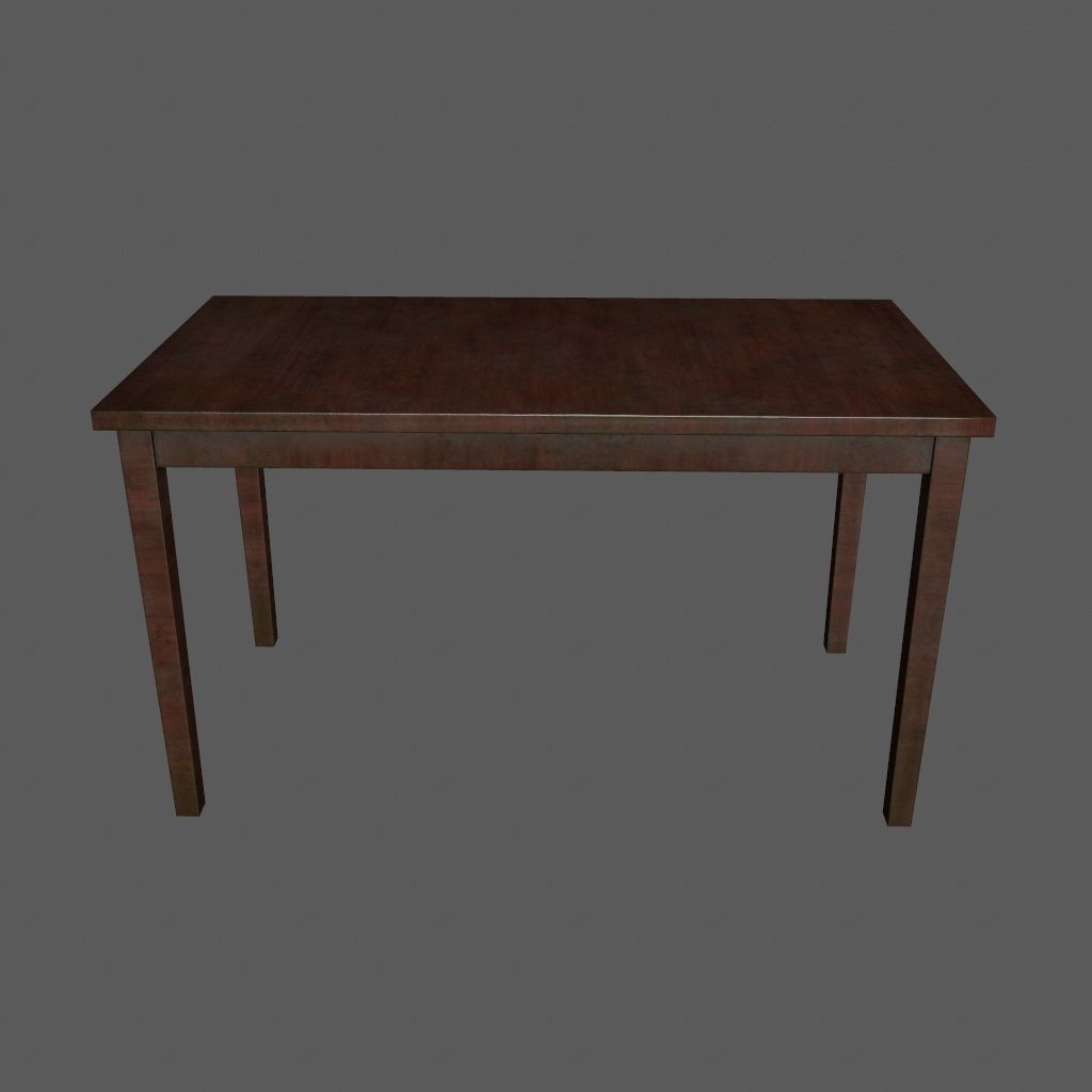 table 2 wooden Low-poly 3D model_9