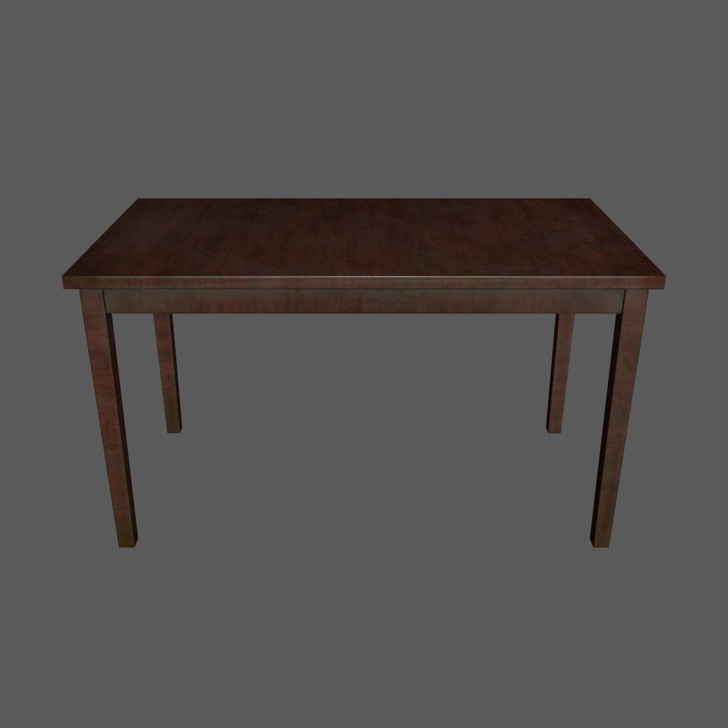 table 2 wooden Low-poly 3D model_6