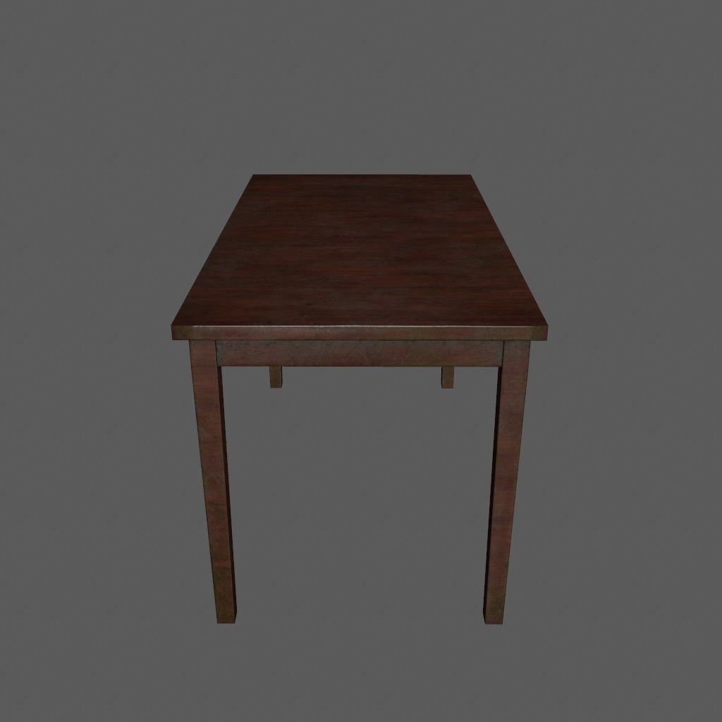 table 2 wooden Low-poly 3D model_7
