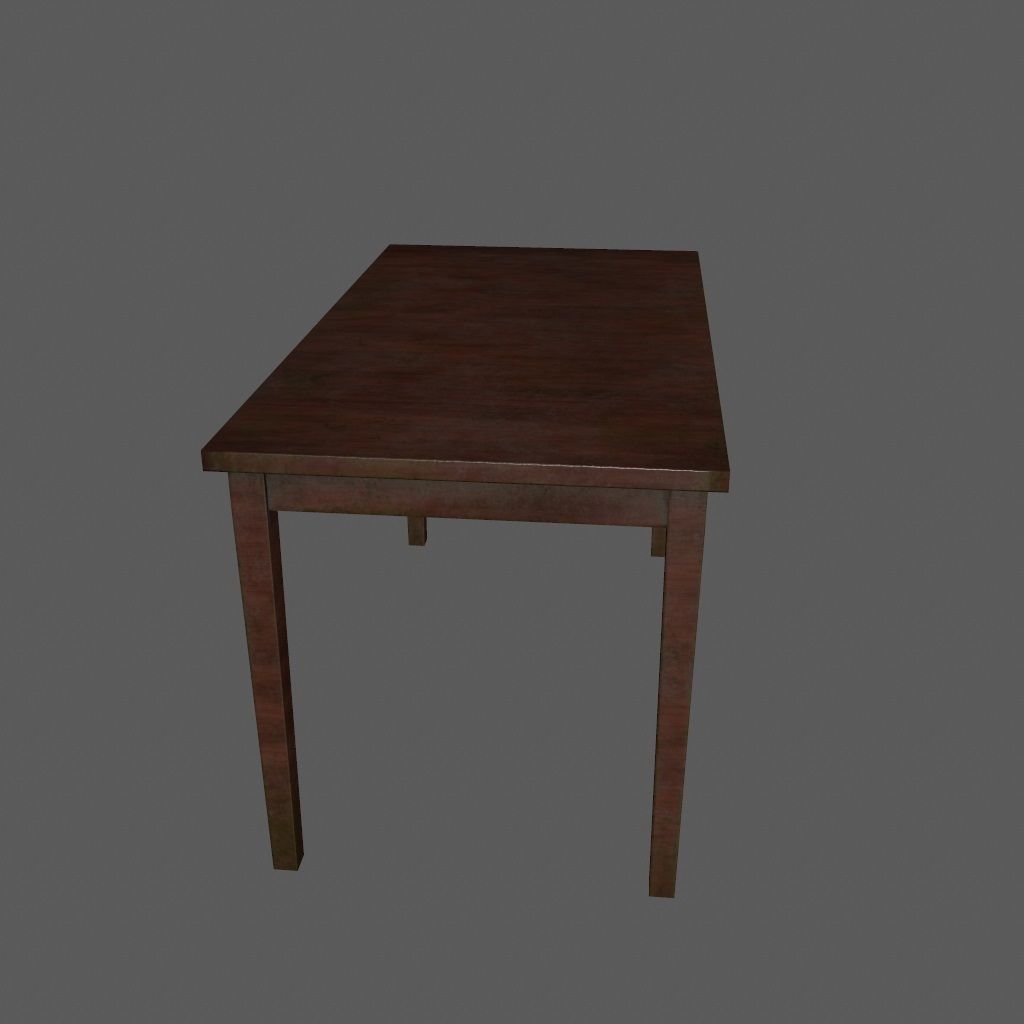 table 2 wooden Low-poly 3D model_4