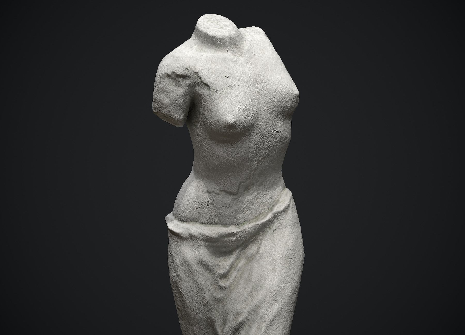 Woman Torso Stone Statue Low-poly 3D model_5