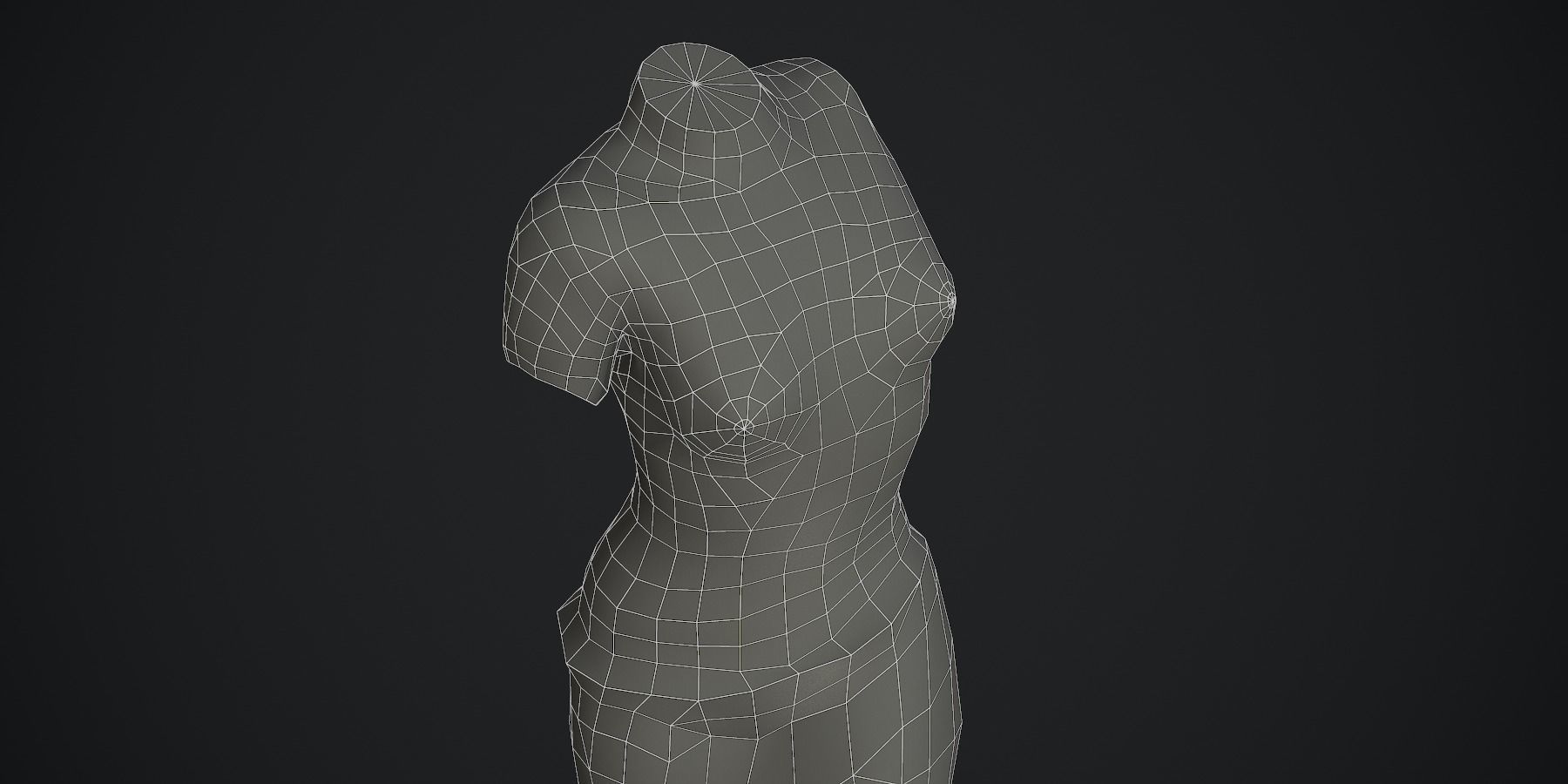 Woman Torso Stone Statue Low-poly 3D model_9