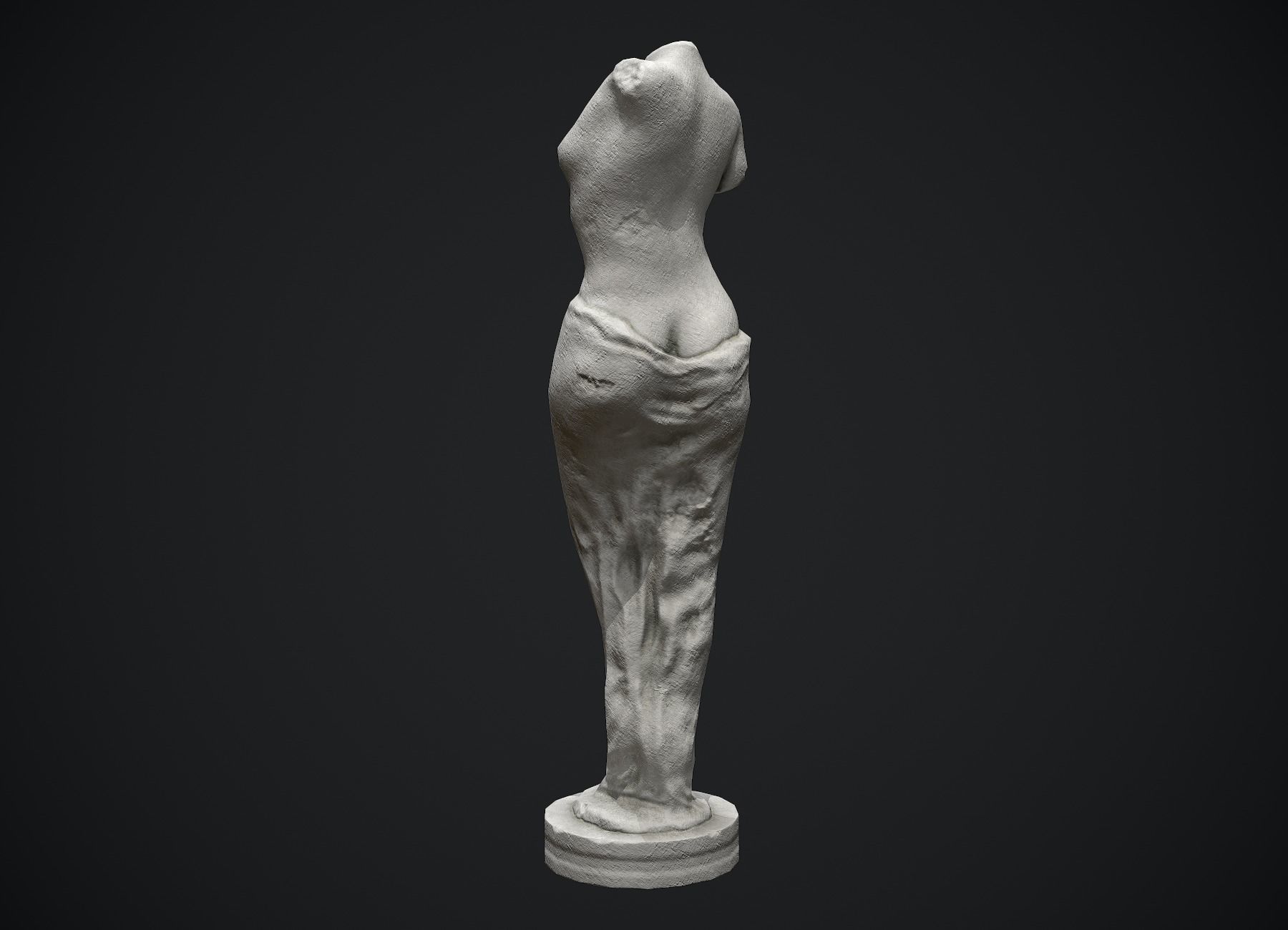 Woman Torso Stone Statue Low-poly 3D model_2