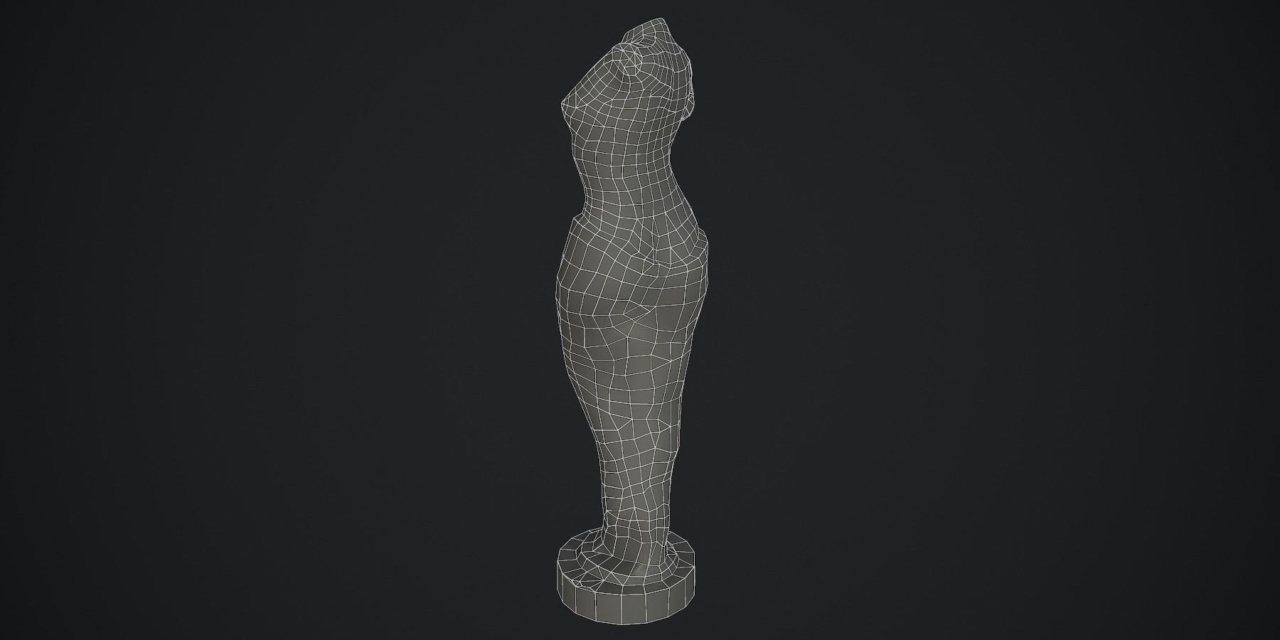 Woman Torso Stone Statue Low-poly 3D model_6