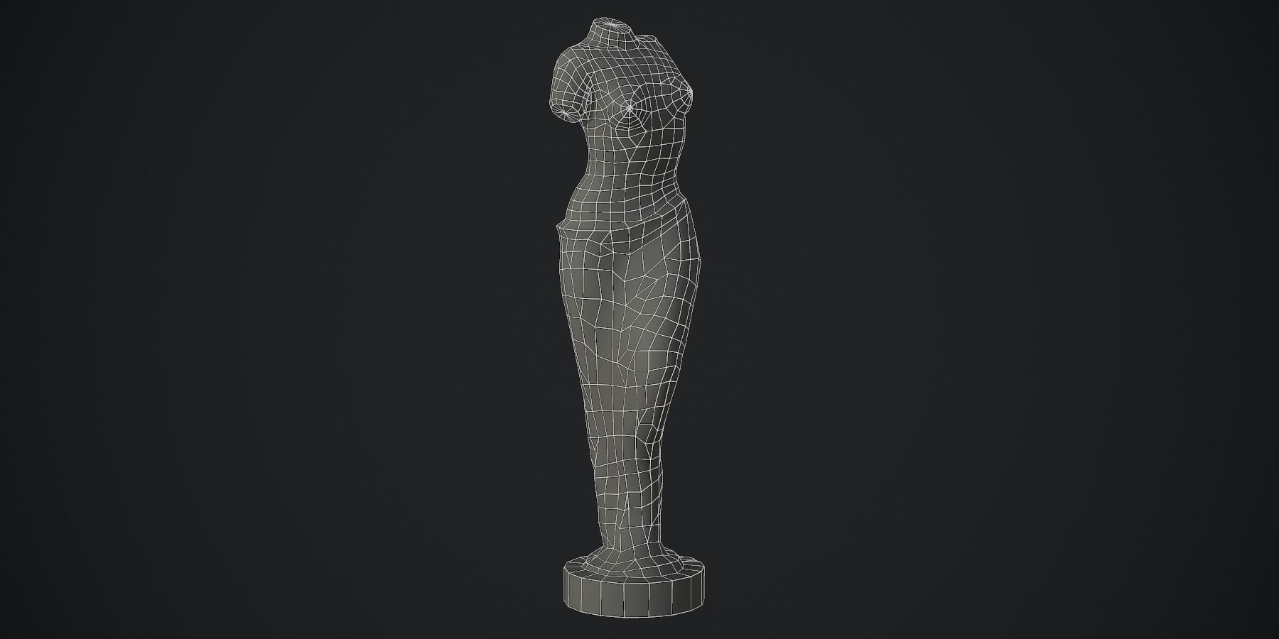 Woman Torso Stone Statue Low-poly 3D model_7