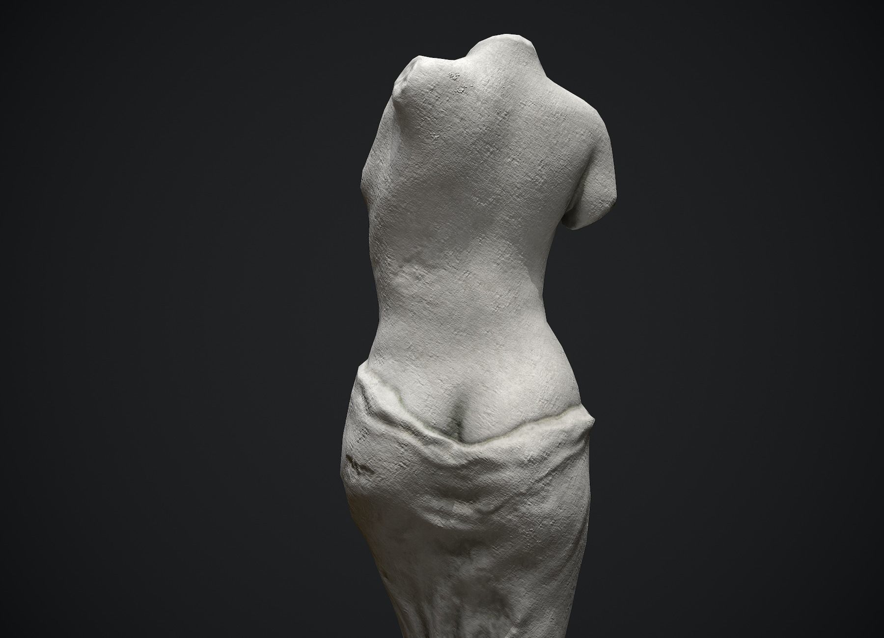 Woman Torso Stone Statue Low-poly 3D model_3