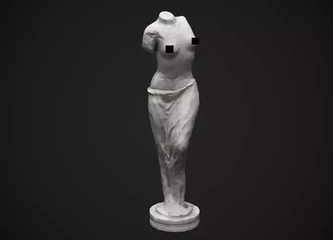 Woman Torso Stone Statue Low-poly 3D model Woman Torso Stone Statue Low-poly 3D model