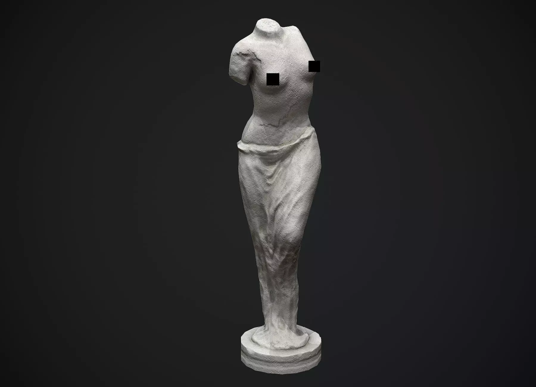 Woman Torso Stone Statue Low-poly 3D model_0