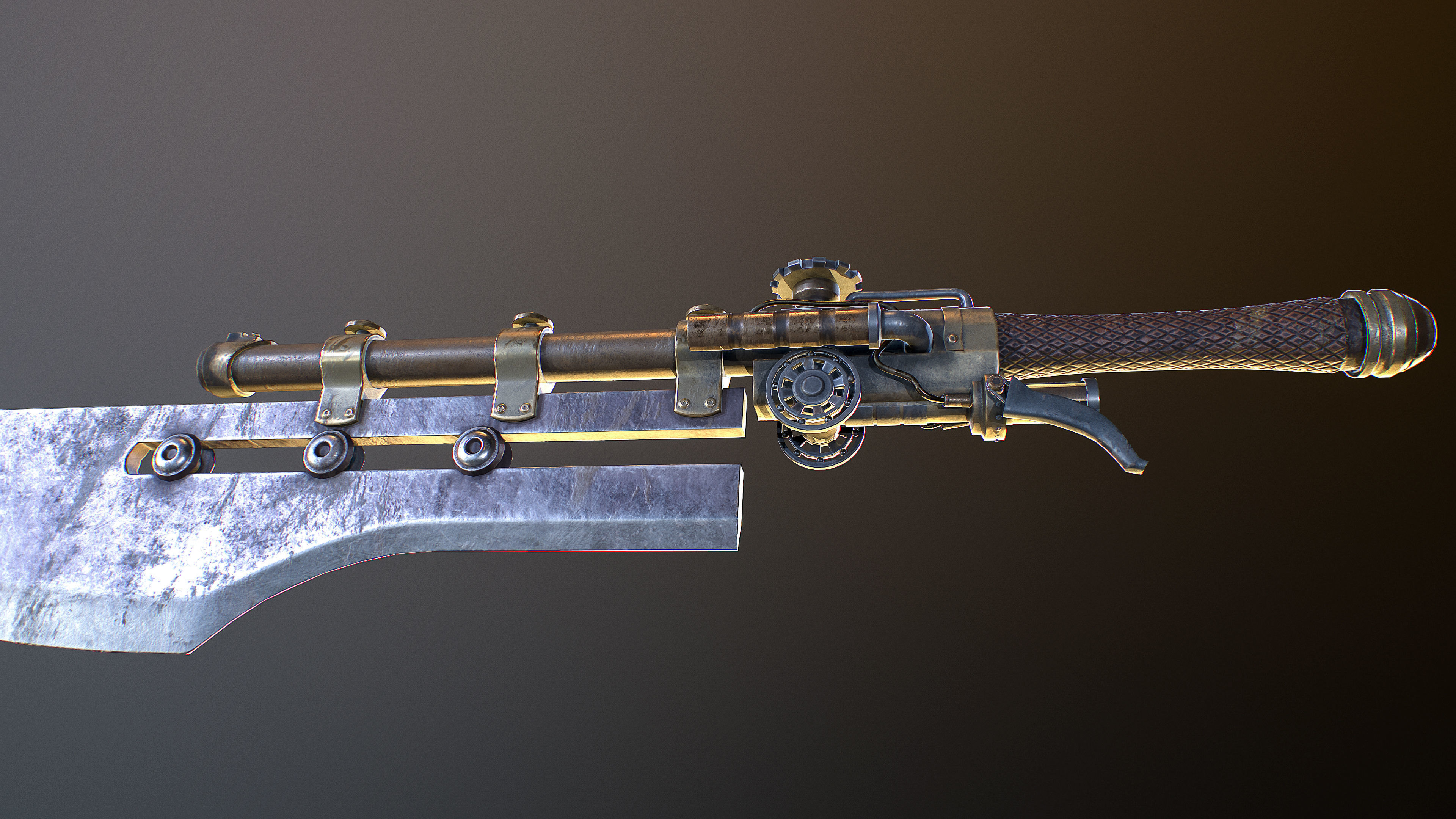 3D model Gunblade steampunk VR / AR / low-poly | CGTrader