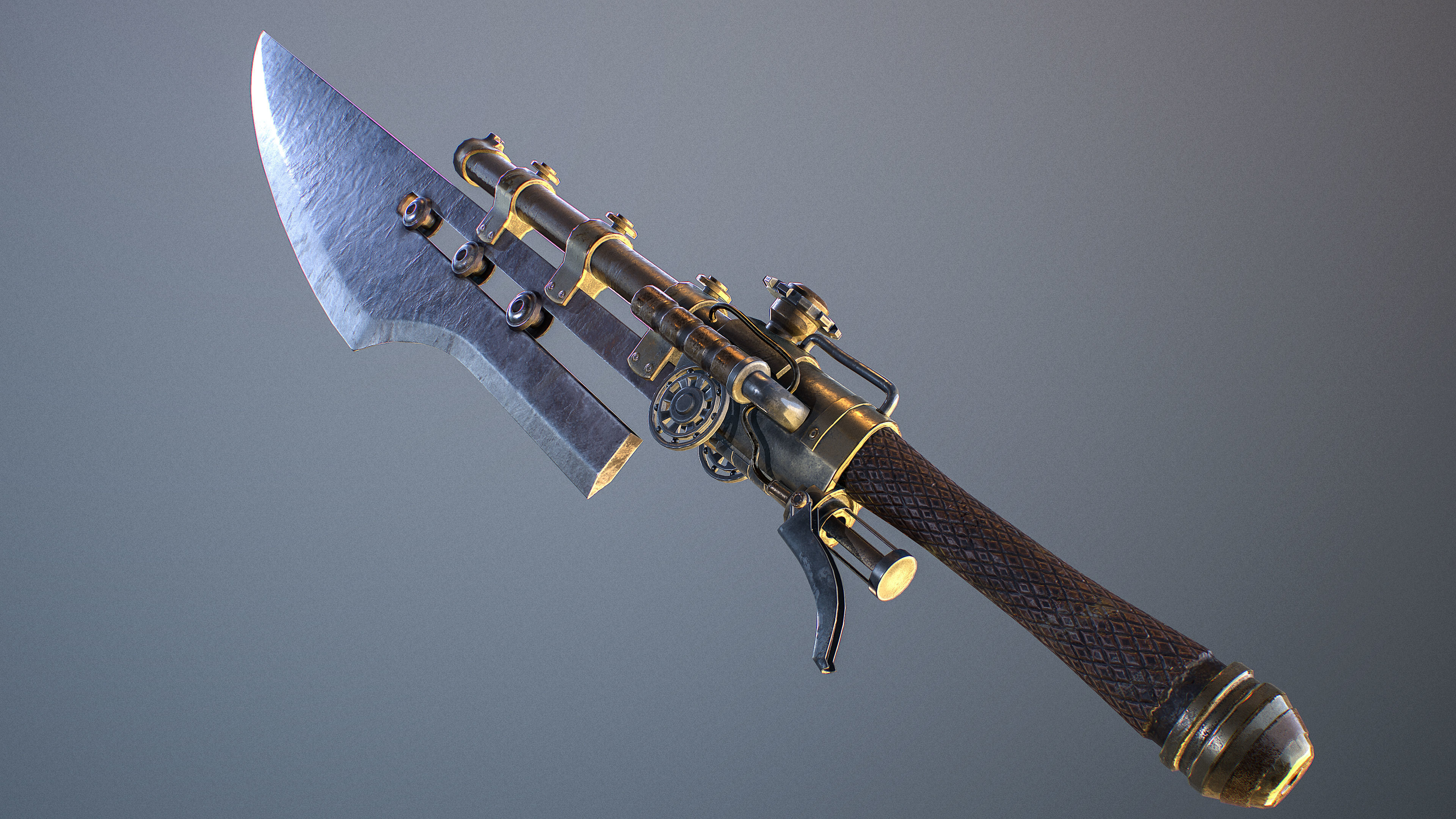 3D model Gunblade steampunk VR / AR / low-poly | CGTrader