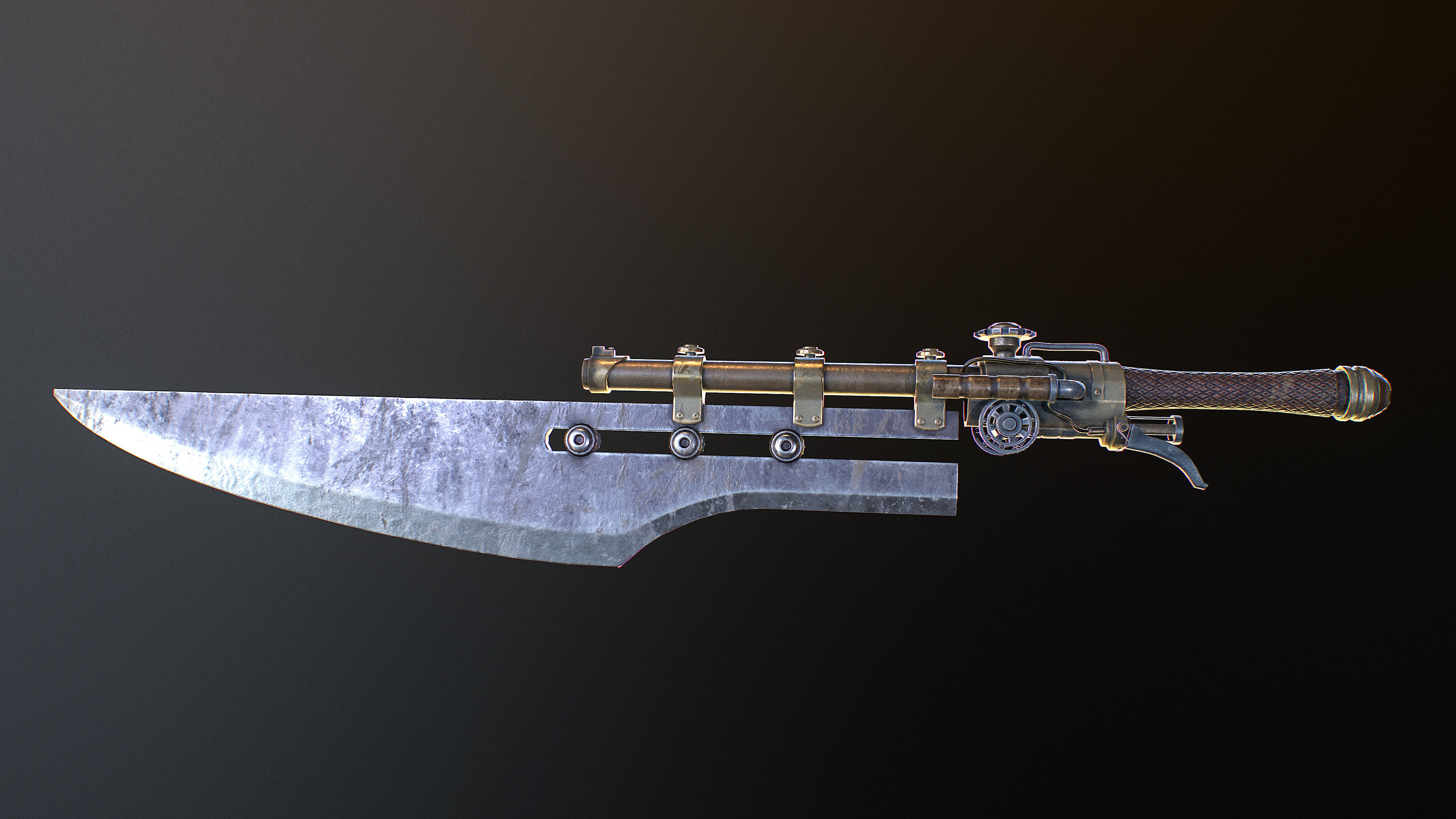 3D model Gunblade steampunk VR / AR / low-poly | CGTrader