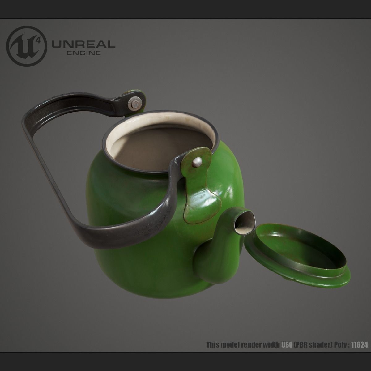 Green Teapot Low-poly 3D model_5