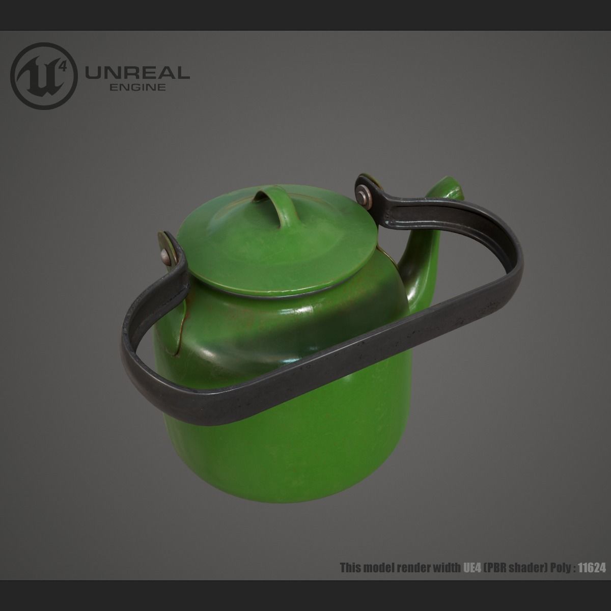 Green Teapot Low-poly 3D model_6