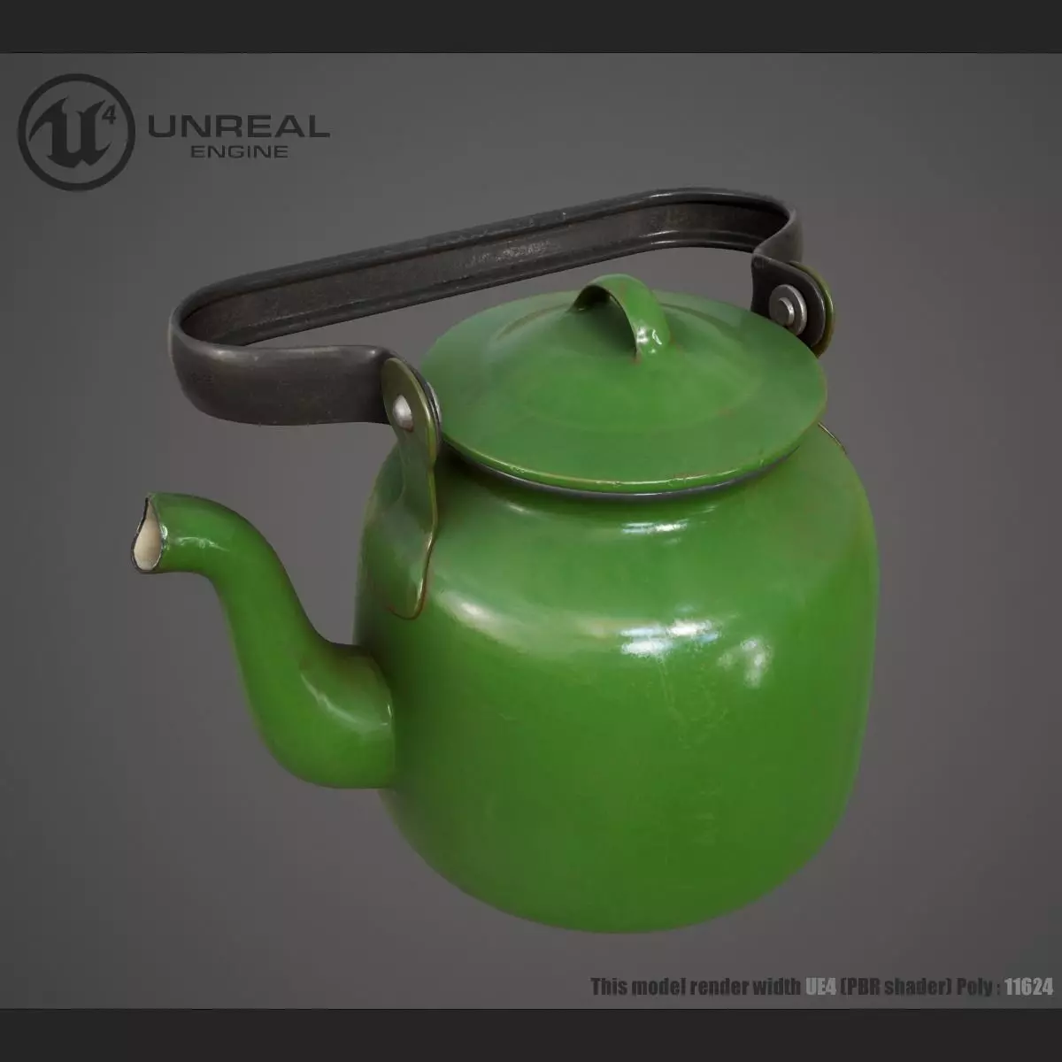 Green Teapot Low-poly 3D model_0