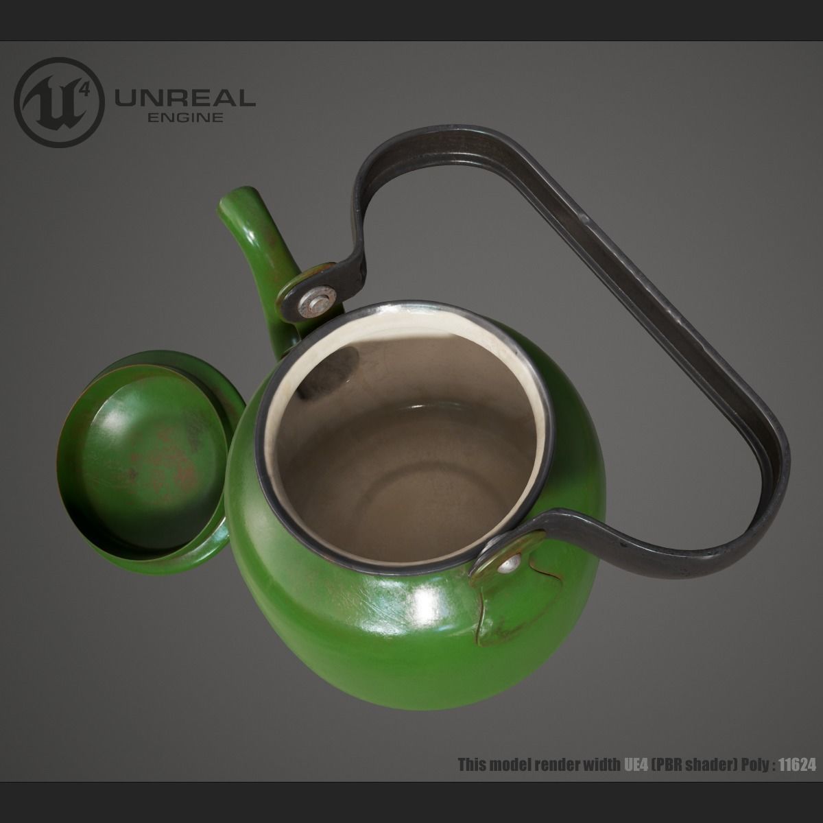 Green Teapot Low-poly 3D model_4