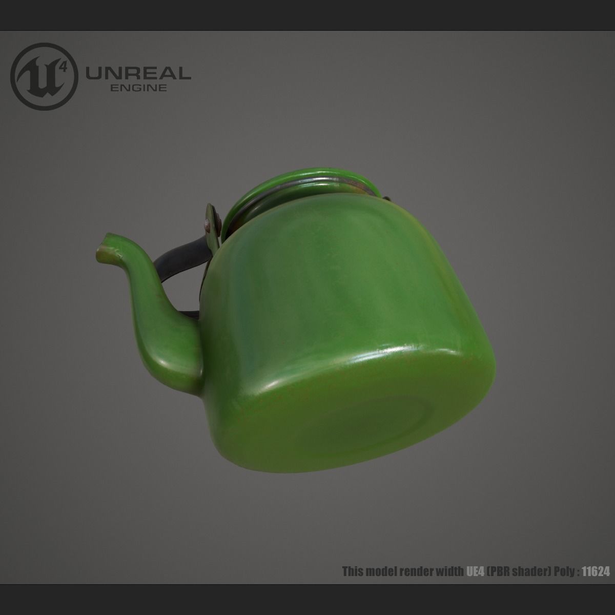 Green Teapot Low-poly 3D model_7