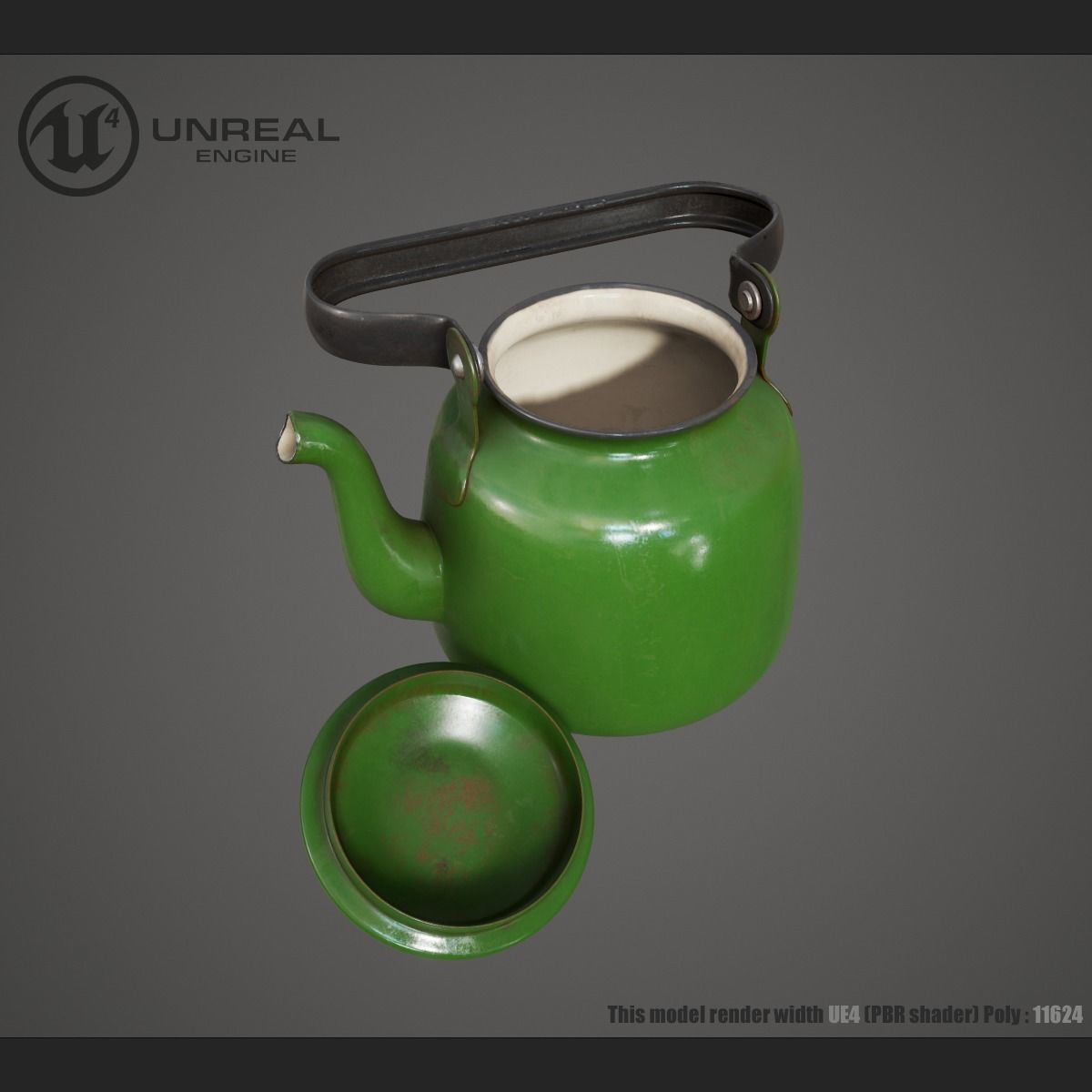 Green Teapot Low-poly 3D model_2