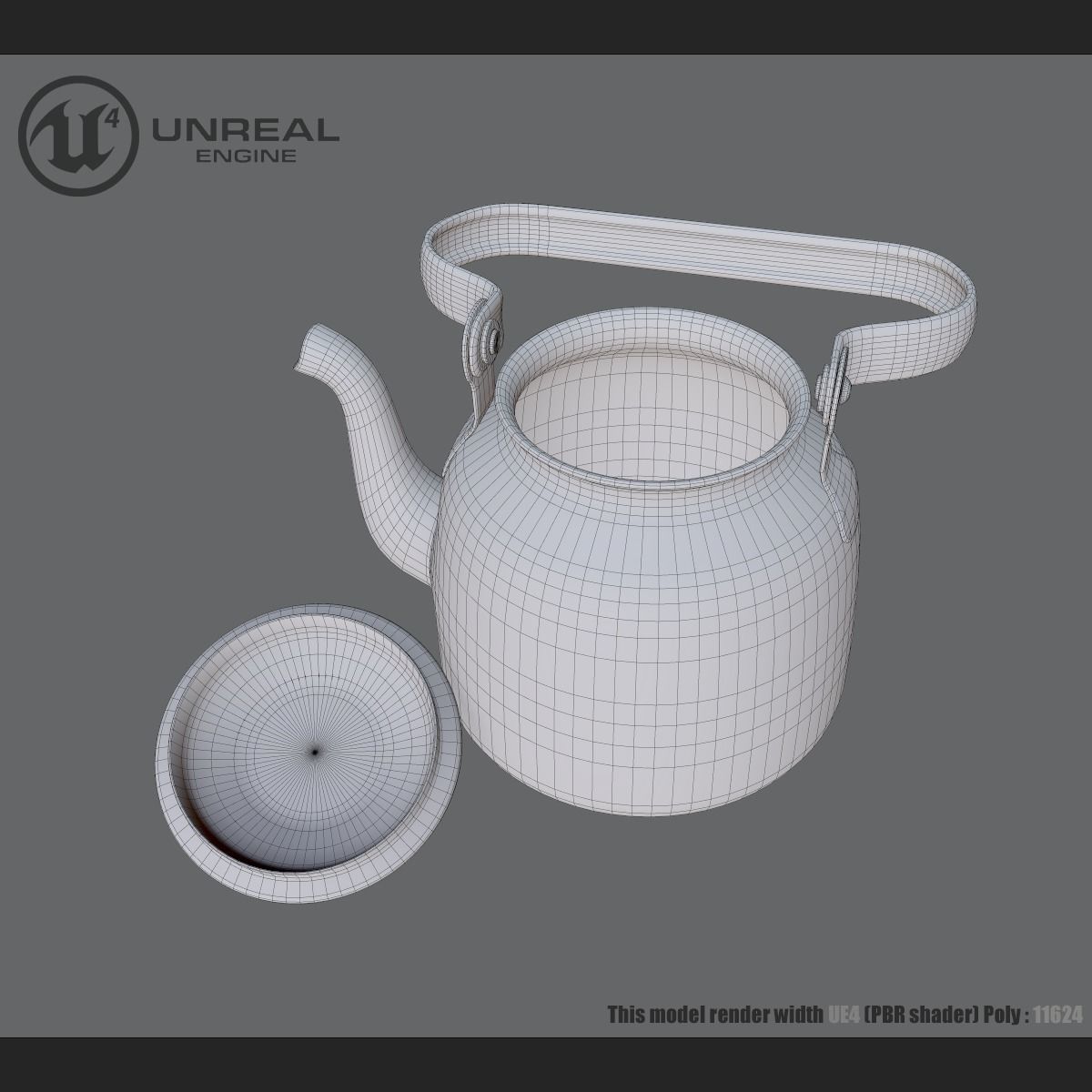 Green Teapot Low-poly 3D model_10