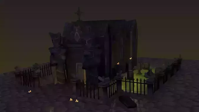 ultra low poly Mini cementery pack Low-poly 3D model
