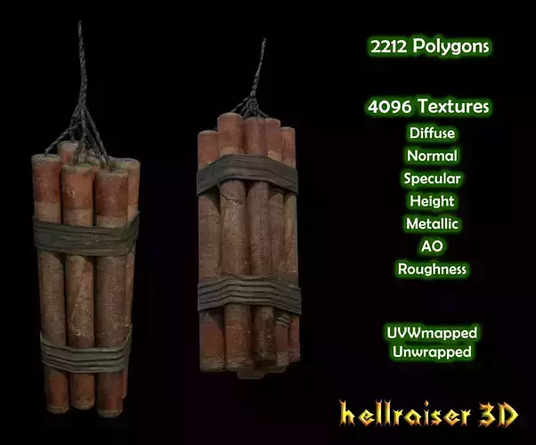 Dynamite - PBR - Textured Low-poly 3D model