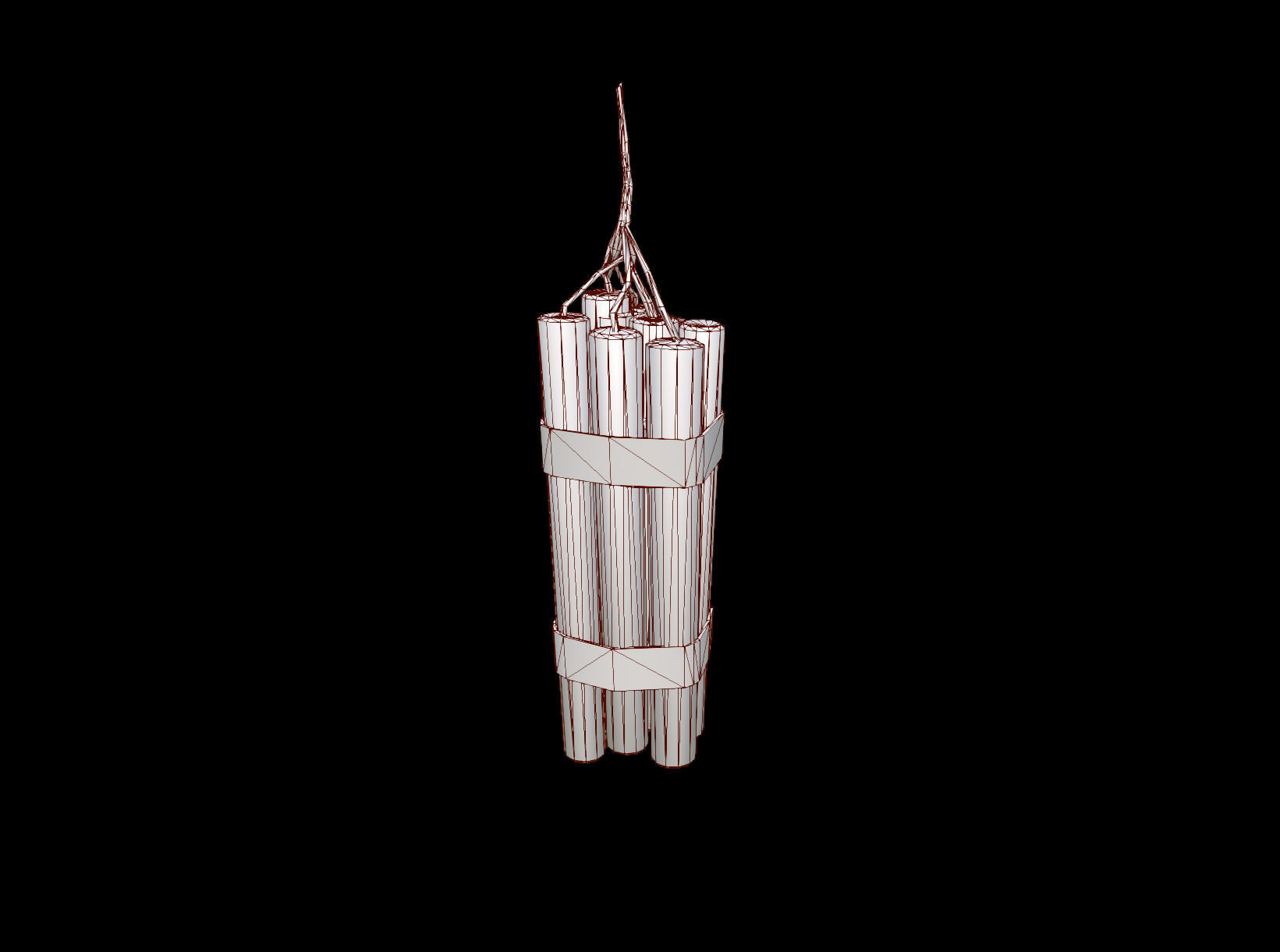 Dynamite candle hanging Low-poly 3D model_10