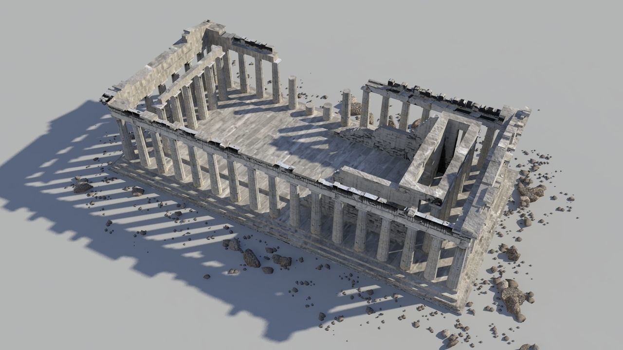 Parthenon Low-poly 3D model_7